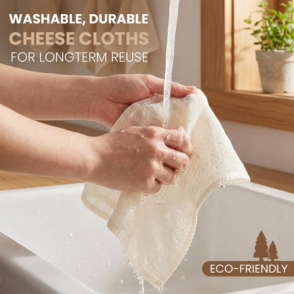6Pcs Cheese Cloths 18X18 Inch, Grade 100 Cheesecloth for Straining | Reusable Cheese Cloth with Reinforced Edges, Unbleached Cotton Muslin Fabric Strainer for Baking,Juicing,Milk,Cheese, Crafts6