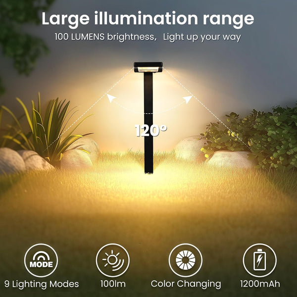 Solar Pathway Lights Outdoor, Smart Color Changing 9-In-1 Modes6