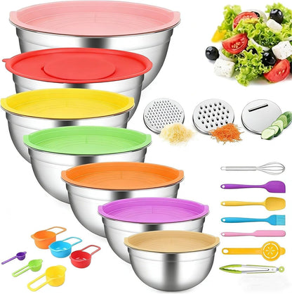 Mixing Bowls with Lids Set(Colorful-7 Sizes)1