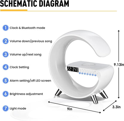 4 in 1 Smart LED Table Lamp, Alarm Clock, Wireless Charger, Night Light, Bluetooth Speaker with App Control, Bedside Lamp for Bedroom, Office, Home Decor, Family, Girls Boys Birthday Festival Gifts9
