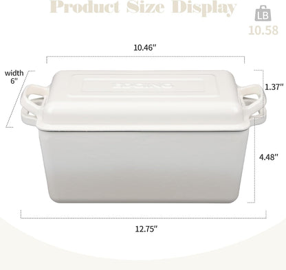 Enameled Cast Iron Dutch Oven, Oblong Bread Oven for Sourdough Bread Baking, Baking Pan, Dual Handles, Oven Safe, 4 Quart, White2