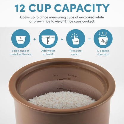 ® Professional Rice Cooker with Purple Clay Cooking Pot, 6-Cup (Uncooked) / 12-Cup (Cooked), Healthy Grain Multicooker, Natural Ceramic, 3 Qt, White, ARC-7206P5