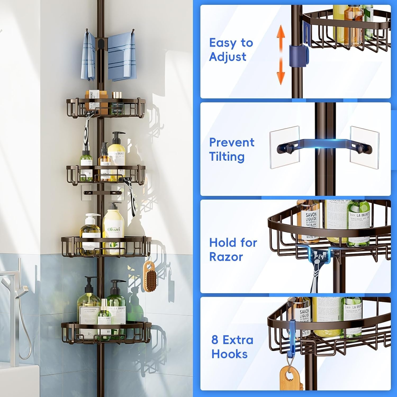 corner-shower-caddy-tension-pole-62-115-inch-4-tier-rustproof-bathroom-organizer-shelves-adjustable-bathtub-tub-shampoo-storage-bronze