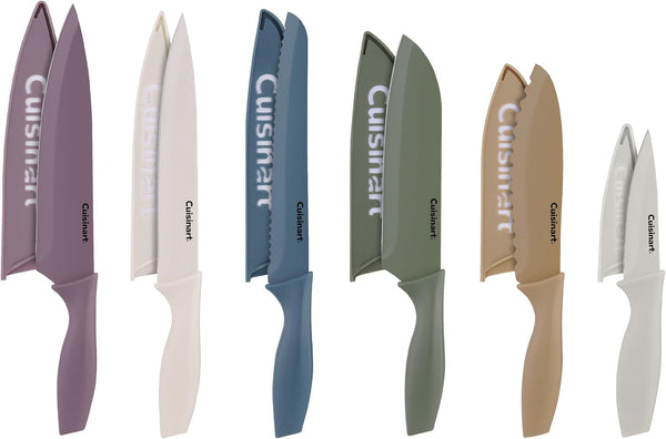 Advantage 12-Piece Kitchen Knife Set, Professional-Quality Nonstick Coated Stainless Steel Knives with Covers, Nonstick Color Coating for Easy Slicing, Ergonomic Handles, G1022-12M1