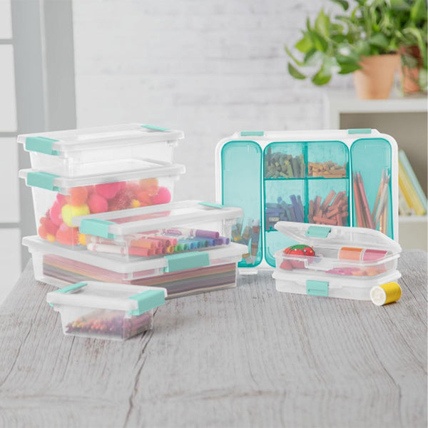 Clip Box, Stackable Clear Plastic Bins - Medium, 4-Pack5