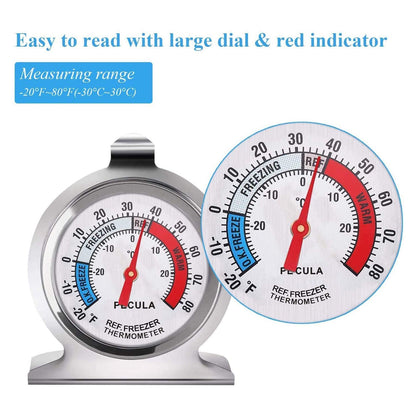 2 Pack Refrigerator Thermometer, 30-30°C/20-80°F, Classic Fridge Thermometer Large Dial with Red Indicator Thermometer for Freezer Refrigerator Cooler2