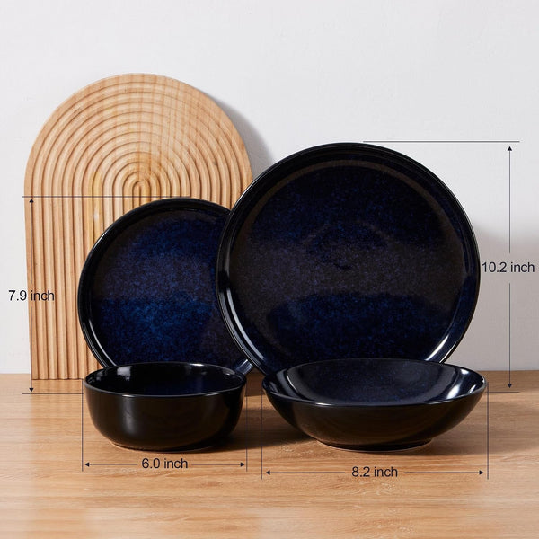 16 Piece Dishes Dinnerware Set with Pasta Bowls for 4, Midnight Blue3