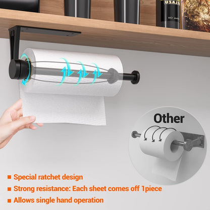 Paper Towel Holder under Cabinet, Single Hand Operable Wall Mount3
