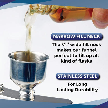 Stainless Steel Funnel for Flasks Bottles and Mini Bottles, Small Steel Drink Funnel for Filling Drinking Liquor Flask, Transferring Oil, Juice, Milk -HQ934