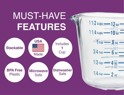 03212 4-1/2 Cup Cool Grip Measure Cup, 36-Ounce Capacity, Plastic with Blue Handle and Graduates3