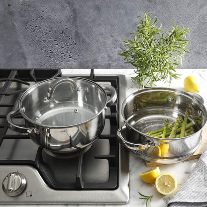 Oster Dutch Oven with Steamer Basket 3-Quart - Sangerfield Stainless Steel, Stovetop Steamer for Vegetables, Rice & Tamales, Dishwasher Safe5