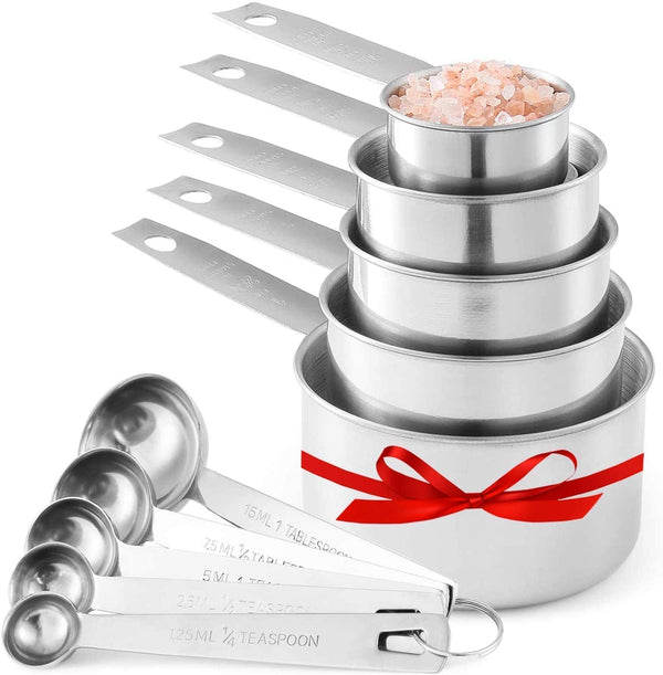 Stainless Steel Measuring Cups and Spoons Set, 10-Piece2
