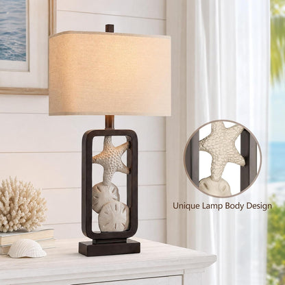 26" Coastal Starfish Table Lamps with 2 Bulbs for Living Room Set of 26