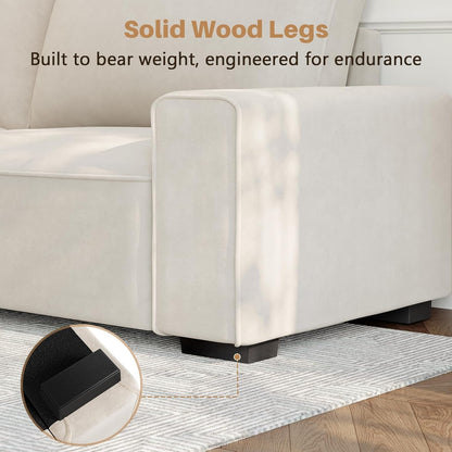 85'' Chenille Couch for Living Room, 3 Seater Comfy Sofa with Wide Armrest, Thick Spring Cushions, Modern Cloud Couch for Apartment, Office, Bedroom, Small Space, Chenille Beige7