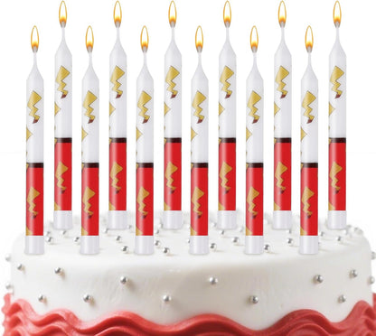12PCS Red and White Cartoon Themed Brithday Candles, Lightning Anime Characters Candle Cake Topper for Boys Girls Party Decoration1