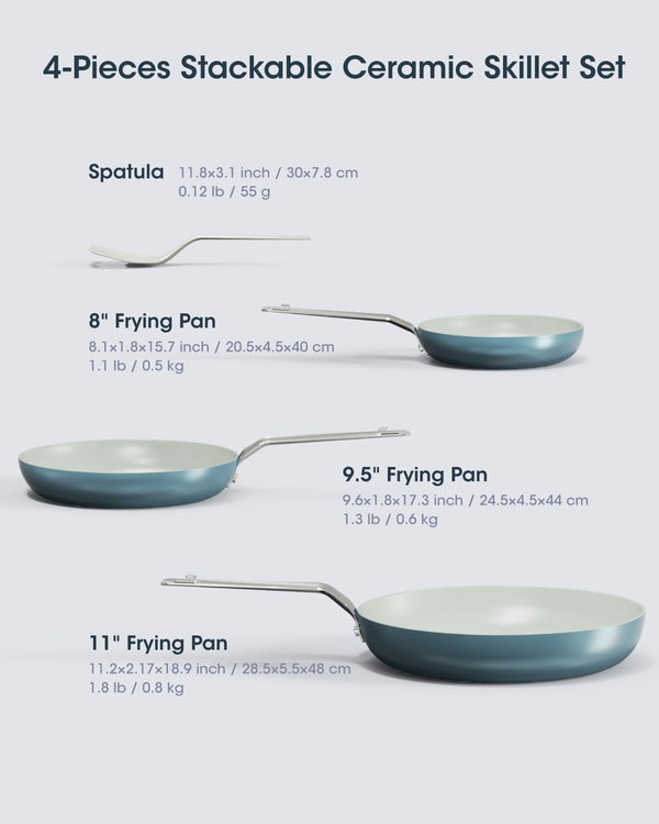 Nonstick Frying Pans Skillets, 3 Pcs Ceramic Coating Pans Set | Swiss Nonstick Coating, Pfas/Ptfe/Pfoa-Free, Stackable Design, Oven & Dishwasher Safe, 8/9.5/11 Inch2