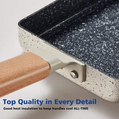 Ceramic Coating Square Japanese Tamagoyaki Omelette Small Skillet, Non-Stick Rectangle Egg Roll Pan with Wood Handle2