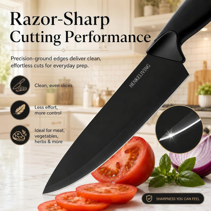 14-Piece Black Kitchen Knife Block Set with Built-In Sharpener4