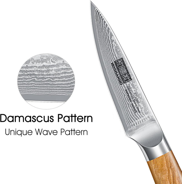 Damascus Paring Knife 3.75", Sharp Japanese HC Steel Fruit Knife4