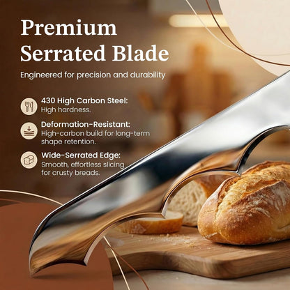 Sourdough Bow Bread Knife –Large Bread Slicer for Homemade Bread with Serrated Stainless Steel Blade, Even Slice Cutter for Baguettes, Bagels, Thoughtful Bread Lame,Gift for Bread Lovers4