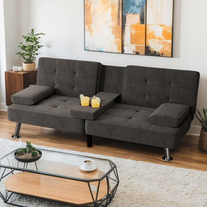 Convertible Folding Futon Sofa Bed,Upholstered Sleeper Loveseat1