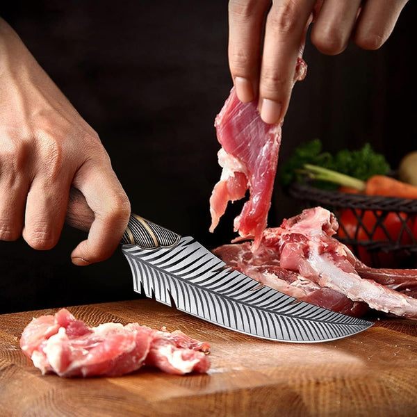 Feather Viking Boning Knife, 6 Inch Professional Viking Knife Meat Cleaver Full Tang with Sheath Gift Box for Outdoor Camping Thanksgiving Gifts for Men Women2