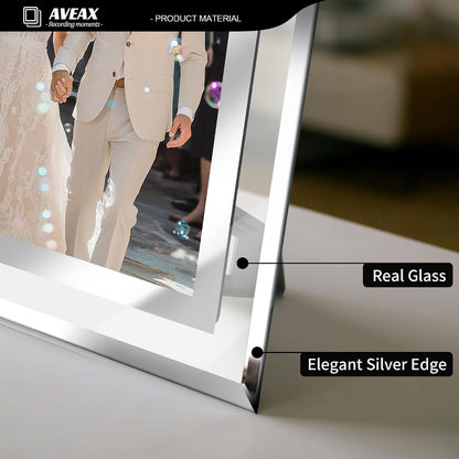 5X7 Picture Frame 4 Pack, Elegant Glass Picture Frame for Tabletop Display, Horizontal or Vertical, Wedding Frame, Silver4