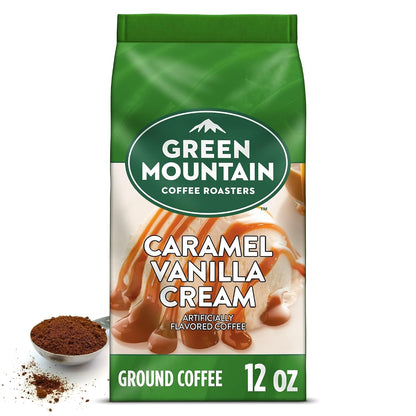 , Caramel Vanilla Cream, Ground Flavored Coffee, Light Roast, Bagged 12Oz.1