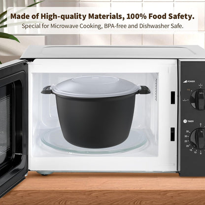 Professional Large Micro Cookware 3 Quart, Microwave Rice Cooker, Microwave Steamer for Vegetables, Safe as Mixing and Serving Bowls, Food Storage Container, Cooker for Microwave- BPA Free, Dishwasher Safe3