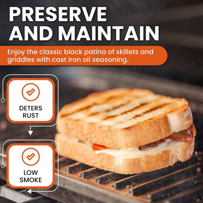 Heritage Products Cast Iron Seasoning Oil - Low-Smoke, Hi Temp All-Natural Skillet Conditioner for Dutch Oven, Griddle, Camp Grill – Cleans, Protects Cast Iron Cookware with Avocado Oil4