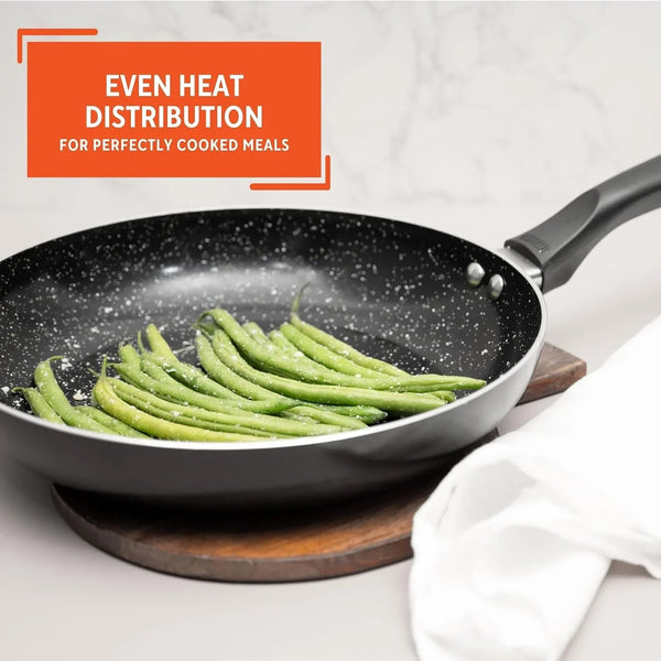 10 Inch Bistro Cera Aluminum Speckled Black Ceramic Fry Pan | Ideal for Frying and Sautéing5