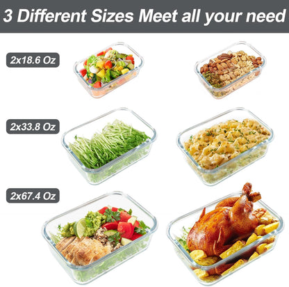 6 Pack Extra Large Glass Food Storage Containers with Lids8