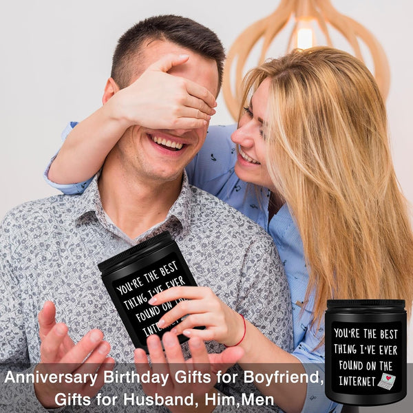 Gifts for Boyfriend, Him, Husband, Men, Funny Anniversary Birthday Christmas Valentines Romantic Gifts for Him, Boyfriend, Black Cedar Juniper Sandalwood Candle4