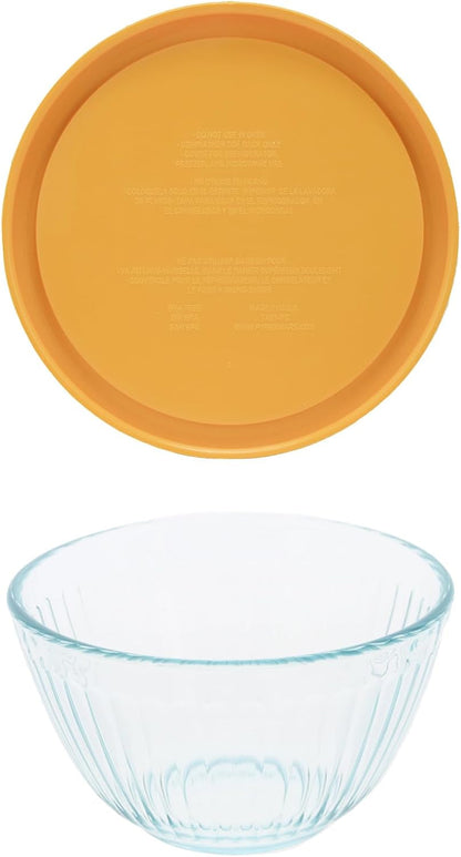 7401 3-Cup Sculpted Glass Bowl & Lemon Drop Yellow Lid - Made in USA3