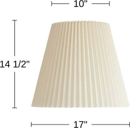 Pre-Assembled Edie Large Ivory Pleated Lamp Shade 10X17X14.75 (Spider) | 10" Top X 17" Bottom X 14.5" High X 14.75" Slant Replacement for Table + Floor Lamps White Bell round Harp + Finial4