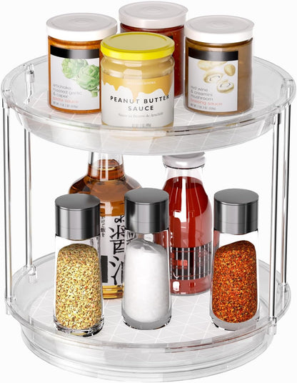 2 Tier Non-Skid Lazy Susan Turntable Organizer, 9" Rotating Spice Rack1