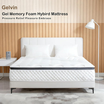 Queen Mattress,12 Inch Queen Size Mattress in a Box, Hybrid of Gel Memory Foam and Individual Pocket Springs for Motion Isolation & Support, Medium Firm, Colchones Queen Size3