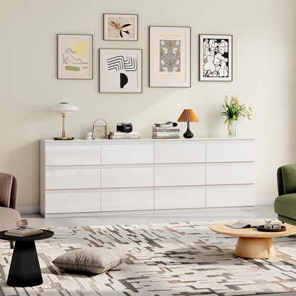 White Dresser for Bedroom Wood 6 Drawer Modern High Gloss7