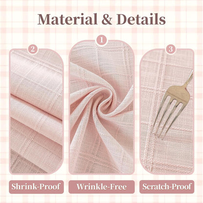 Light Pink Embroidered Grid Tablecloth,Wrinkle Resistant,60"X104"5