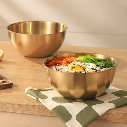 Stainless Steel Salad Bowls Set of 2 Mixing Bowl with Measurement Markings, 4.23 Quart Gold Serving Bowls for Mixing, Cooking, Baking, Prepping and Home Kitchen3