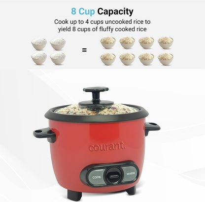 Rice Cooker 8-Cup (Cooked), Removable Non-Stick Bowl, One Touch Rice Cooker, Red5
