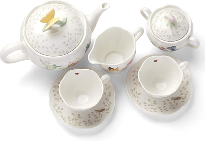 Butterfly Meadow Porcelain Teapot and Tea Cup Set, 9-Piece, 48Oz7
