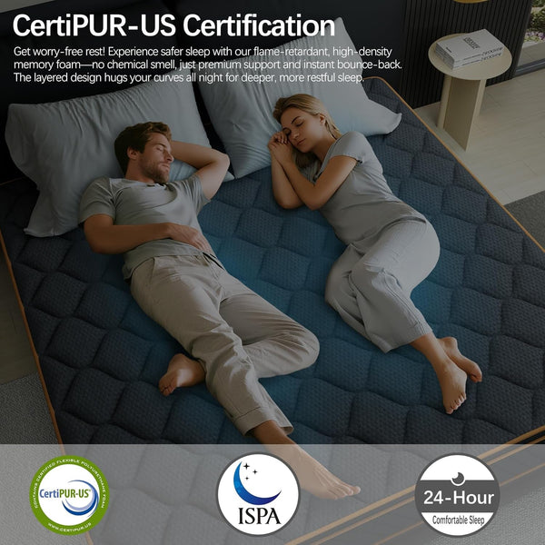 12 Inch King Size Mattress in a Box,Gel Hybrid Memory Foam Individually Wrapped Pocket Springs for Motion Isolation,Pressure Relief,Certipur-Us,Medium Firm-Black8