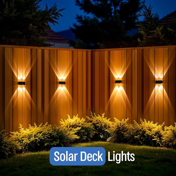 Solar Fence Lights,12 Pack Deck Light,Led Outdoor Lights 3000K/4500K/6000K+ RGB up & down Wall Lights Waterproof,Solar Powered Light for Backyard/Pool/Railing/Patio/Porch/Step Black3