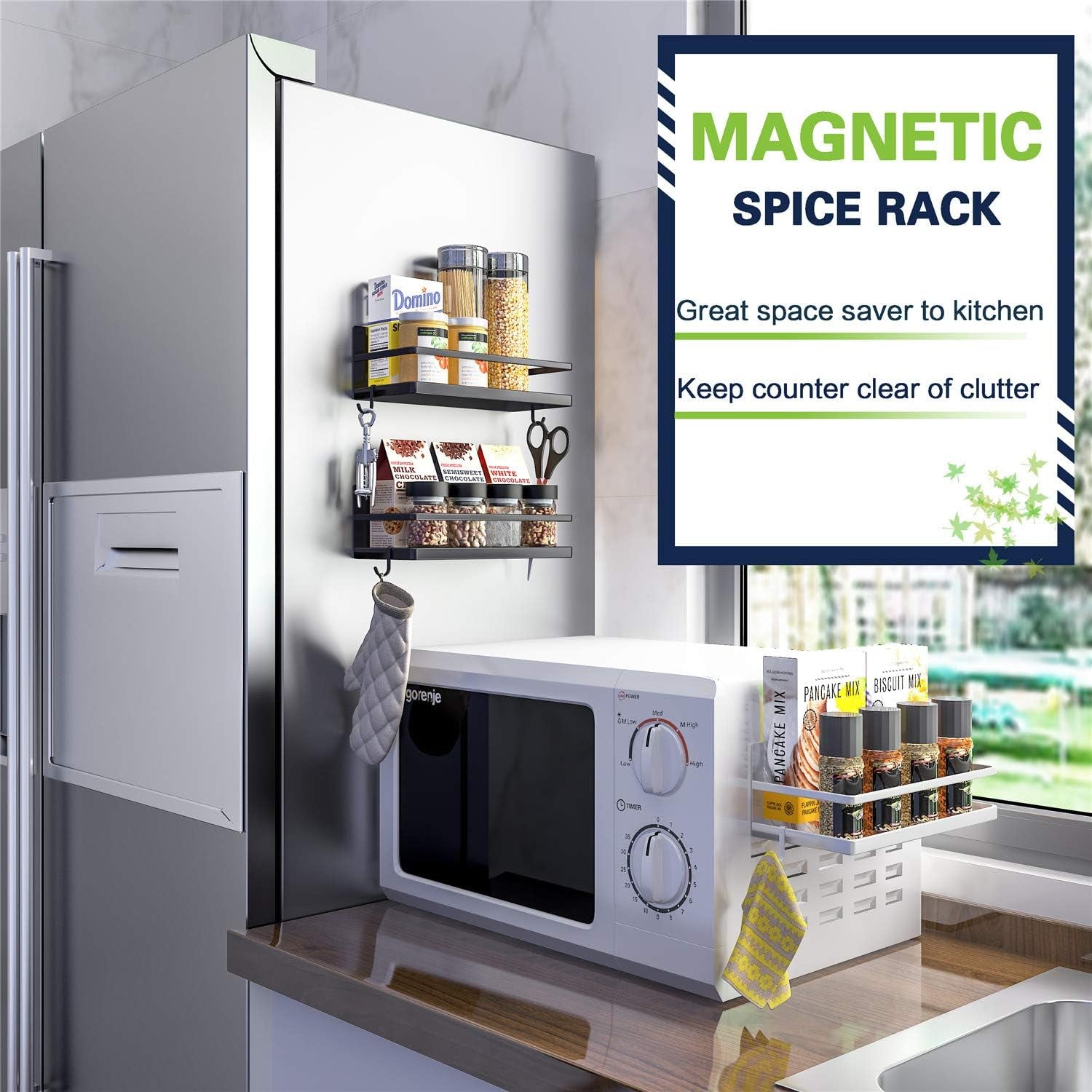 magnetic-spice-rack-strong-magnetic-shelf-with-2-removable-hooks-perfect-space-saver-for-small-kitchen-apartment-awesome-metal-cabinet-for-holding-spices-jars-bottle-beverageblack