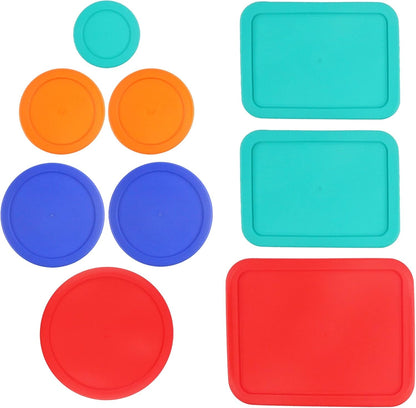 Replacement Lids for Pyrex (1) 7202-PC 1 Cup Green (2) 7200-PC 2 Cup Orange (2) 7201-PC 4 Cup Blue (1) 7402-PC 6/7 Cup Red (2) 7210-PC 3 Cup Light Green (1) 7211-PC 6 Cup Red round Rectangle1