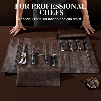 Chef Knife Set with Bag, Hand Forged High Carbon Steel Kitchen Knife Set8