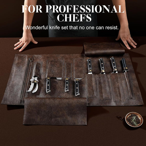 Chef Knife Set with Bag, Hand Forged High Carbon Steel Kitchen Knife Set8