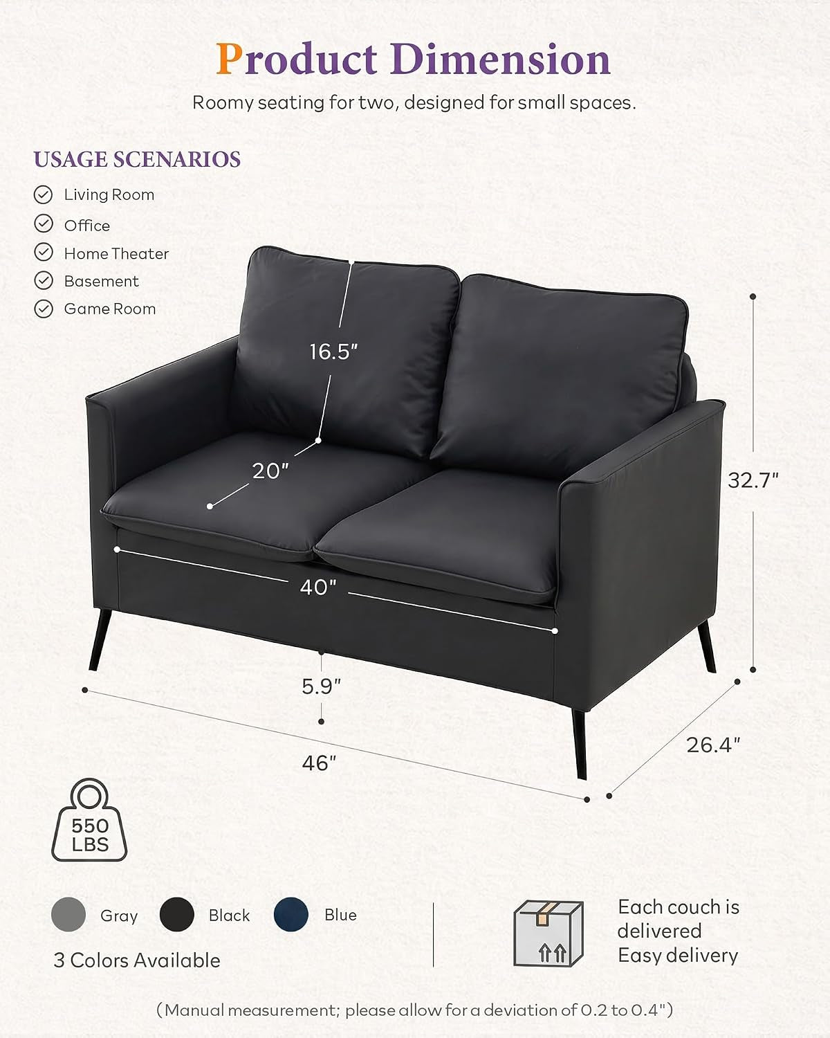 faux-leather-loveseat-sofa-small-2-seater-couch-black-1