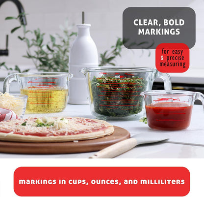 Glass Measuring Cups Set of 3 - Liquid Measuring Cups, Glass Measuring Cup Set - 1,2,4 Cup Measuring Cup - Dishwasher Oven, Microwave Safe Measure Cups3